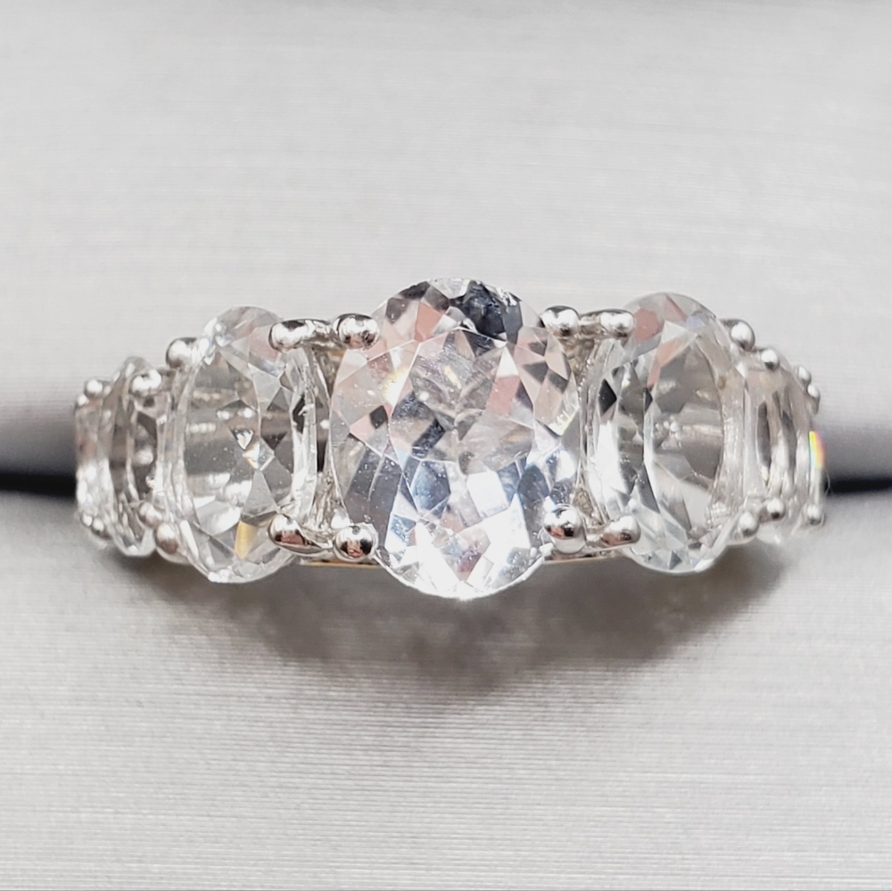 Genuine Oval White Topaz 7ctw Yellow Gold | 925 Sterling Silver Statement Ring